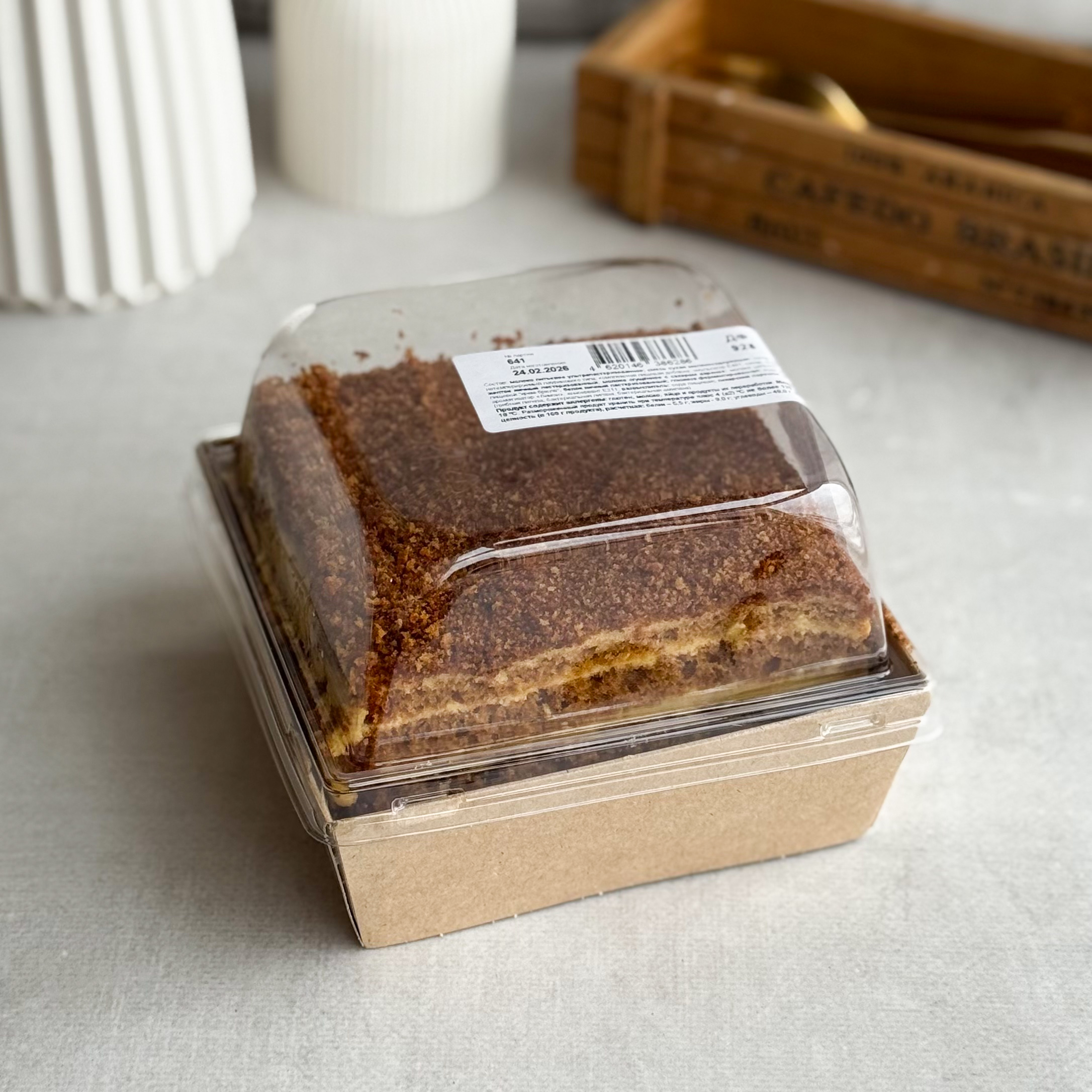 Классический медовик с традиционным вкусом в формате бенто в индивид.упаковке изображение 3