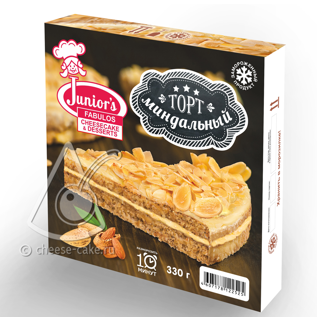 Два бисквитных коржа с лесным и грецким орехом, с прослойкой из нежного сливочного крема, с хрустящим слоем миндаля в карамели, сверху украшен лепестками миндаля   изображение 2