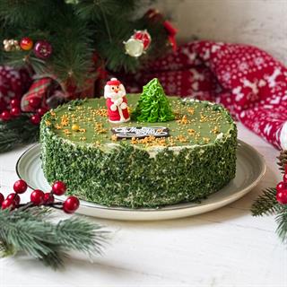  Торт Фисташковый с малиной не резанный 1,320 кг (НГ) с Дедом Морозом